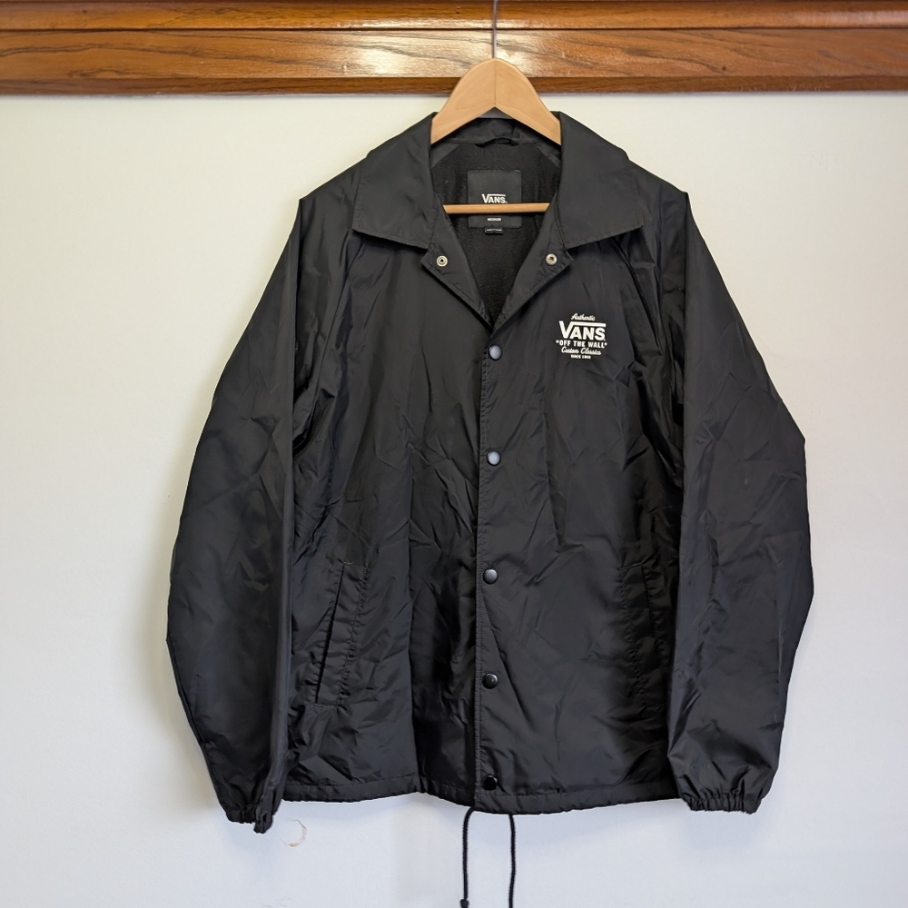 Vans Torrey Windbreaker Jacket Mens Medium Skate Snap Button Up Lined Black USA